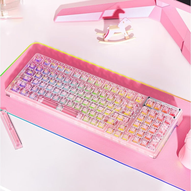 AULA F98 Tastiera meccanica a tre modalità Bluetooth RGB cablata a 99 tasti 2.4G, Ice Crystal Switch, Ice Soul Switch AULA F98 Tastiera meccanica a tre modalità Bluetooth RGB cablata a 99 tasti 2.4G, Ice Crystal Switch, Ice Soul Switch